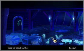 Idziemy w prawo, dochodzimy do pomieszczenia ze zwierzętami, zabieramy pióro (ghost feather ) - Cz. III - Pod małpią wyspą (3) - Opis przejścia - The Secret of Monkey Island: Special Edition - poradnik do gry