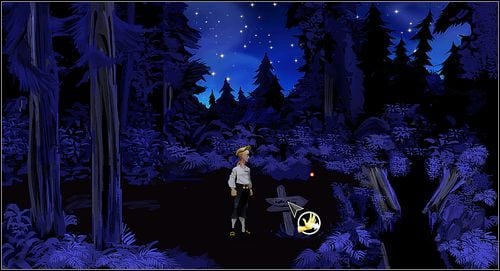 Musimy pchnąć znak, kłoda się złączy i idziemy po niej w prawo - Cz. I - Trzy próby (Opanowanie fechtunku - 2) - Opis przejścia - The Secret of Monkey Island: Special Edition - poradnik do gry