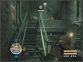 Na pierwszych przeciwników wpadniesz praktycznie od razu i będą oni okupowali górny balkonik - Etap 12 - Baza badań paranormalnych | Opis przejścia Wolfenstein - Wolfenstein - poradnik do gry