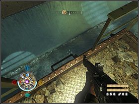 Widocznych na dole przeciwników możesz pozbyć się na dwa sposoby - Etap 14 - Fabryka konserw (cz.1) | Opis przejścia Wolfenstein - Wolfenstein - poradnik do gry