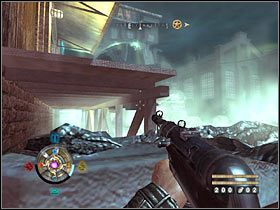 Zbliż się ostrożnie do wyjścia, zabijając ostatniego przeciwnika - Etap 14 - Fabryka konserw (cz.2) | Opis przejścia Wolfenstein - Wolfenstein - poradnik do gry