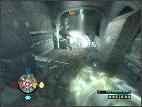 Zejdź po schodach, ale zatrzymaj się po dotarciu na półpiętro - Etap 17 - Szczyt zamku (cz.1) | Opis przejścia Wolfenstein - Wolfenstein - poradnik do gry