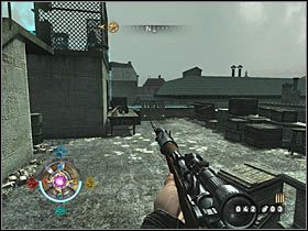 W pierwszej kolejności proponuję zlikwidować około pięciu wrogich snajperów, którzy będą pojawiali się na pokazanym na pierwszym screenie dachu - Etap 19 - Radiostacja | Opis przejścia Wolfenstein - Wolfenstein - poradnik do gry