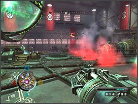 Do pokonania będzie teraz kilku żołnierzy otoczonych specyficzną poświatą, w tym nowy osobnik świecący się na czerwono - Etap 20 - Zachodnie lotnisko | Opis przejścia Wolfenstein - Wolfenstein - poradnik do gry