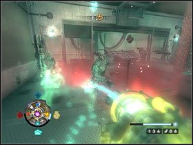 Przygotuj sobie teraz Leichenfausta (w ostateczności może to też być działko cząsteczkowe), bo już wkrótce wewnątrz tego pomieszczenia zaczną pojawiać się potężni przeciwnicy - Etap 22 - Zeppelin (cz.2) | Opis przejścia Wolfenstein - Wolfenstein - poradnik do gry