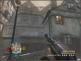 Sekret 19 (zachód): W pokazanym na drugim screenie miejscu musisz wskoczyć na dach budynku - Etap 1 i 6 - Złoto (cz.3) | Sekrety Wolfenstein - Wolfenstein - poradnik do gry