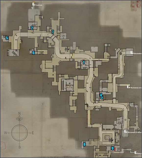 MAPA POKAZUJĄCA WSZYSTKIE SEKRETY - WSCHÓD - Etap 1 i 6 - Wywiad (cz.1) | Sekrety Wolfenstein - Wolfenstein - poradnik do gry