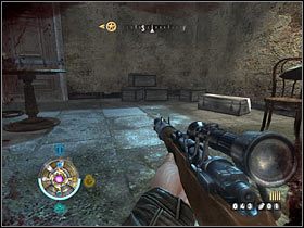 Sekret 2: Po wyjściu z pierwszego budynku i zanim zajmiesz się stanowiskami maszynowymi, skieruj się w prawo, a następnie obróć się i skorzystaj ze schodów - Etap 10 - Złoto (cz.1) | Sekrety Wolfenstein - Wolfenstein - poradnik do gry