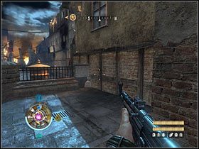 Sekret 4: Zmierzając w stronę drugiego stanowiska maszynowego zbadaj budynek znajdujący się po lewej stronie - Etap 10 - Złoto (cz.1) | Sekrety Wolfenstein - Wolfenstein - poradnik do gry