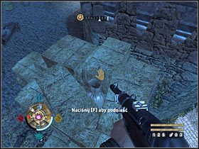 Sekret 4 (zamek): Na wyższym poziomie wewnętrznego dziedzińca, niedaleko miejsca, w którym znajduje się stanowisko maszynowe - Etap 16 i 17 - Złoto | Sekrety Wolfenstein - Wolfenstein - poradnik do gry