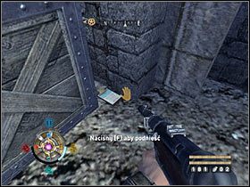 Sekret 1 - Projekt wyrzutni (zamek): Po rozprawieniu się z pierwszą grupą przeciwników zbadaj obszar na lewo od worków z piaskiem - Etap 16 i 17 - Wywiad i Księgi | Sekrety Wolfenstein - Wolfenstein - poradnik do gry