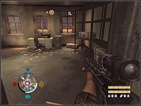 Sekret 11 (zachodnie lotnisko): Niedaleko przejścia prowadzącego do wschodniej części lotniska będziesz walczył z przeciwnikiem uzbrojonym w miotacz ognia - Etap 20 i 21 - Złoto (cz.1) | Sekrety Wolfenstein - Wolfenstein - poradnik do gry