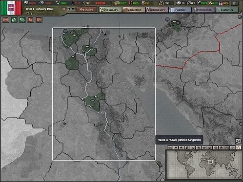 Zaznaczony obszar stanowi jeden z ważnych, strategicznych celów. - Włochy | Porady szczegółowe | Hearts of Iron III - Hearts of Iron III - poradnik do gry