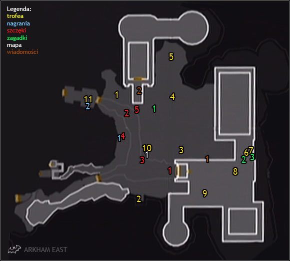 1 - Arkham East - Mapa | Sekrety | Batman Arkham Asylum - Batman: Arkham Asylum - poradniki