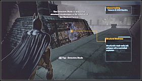 Po znalezieniu się na zewnątrz skorzystaj z haka, celując w dach budynku, z którego przed chwilą wyszedłeś - Arkham Island | Opis przejścia Batman Arkham Asylum - Batman: Arkham Asylum - poradniki