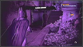 Obróć się i użyj nowo zdobytego gadżetu żeby przedostać się do pokazanego na pierwszym screenie przejścia - Botanical Gardens (cz.3) | Opis przejścia Batman Arkham Asylum - Batman: Arkham Asylum - poradniki