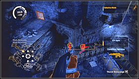 Jeżeli posiadasz upgrade pozwalający na detonowanie obroży skazanych to warto byłoby go teraz wykorzystać, a konkretnie gdy przeciwnicy stoją jeszcze blisko siebie (pierwszy screen) - Caves #2 (cz.4) | Opis przejścia Batman Arkham Asylum - Batman: Arkham Asylum - poradniki