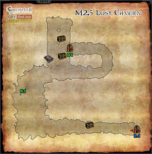 K1 Klucz do drzwi D1 - [M2] Mapy - Secret Passage, Lost Cavern, Old Cave | Mapy i lista zadań - Divinity II: Ego Draconis - poradniki