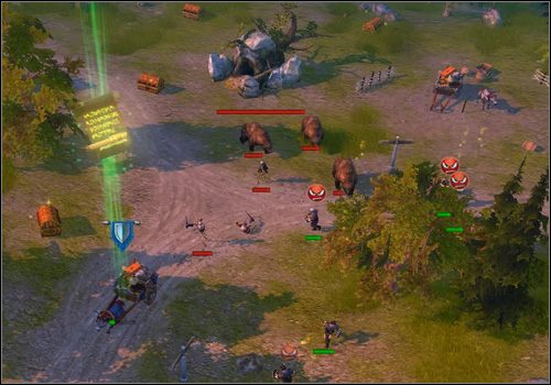 Kiedy tak się stanie, (#2) z tawerny wyruszy karawana, którą eskortuj do zamku , korzystając z fali ochrony - Misja 2 - The Engine of Commerce | Kampania | Majesty 2 - Majesty 2: Symulator Królestwa Fantasy - poradnik do gry