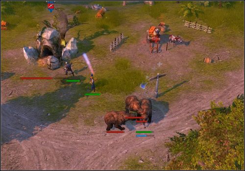 Zanim przystąpisz do budowy składów, postaraj się wyczyścić z przeciwników teren (obrazek powyżej) , przy którym mają stanąć budynki - Misja 2 - The Engine of Commerce | Kampania | Majesty 2 - Majesty 2: Symulator Królestwa Fantasy - poradnik do gry