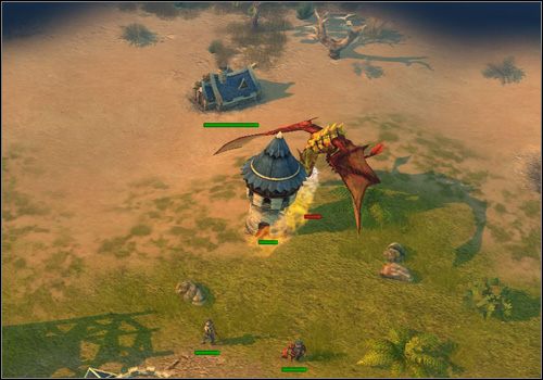 Od samego początku zadania będziesz atakowany przez smoka Ranfira (obrazek powyżej) , którego na chwilę obecną nie możesz w żaden sposób zranić - Misja 6 - The Royal Feat | Kampania | Majesty 2 - Majesty 2: Symulator Królestwa Fantasy - poradnik do gry