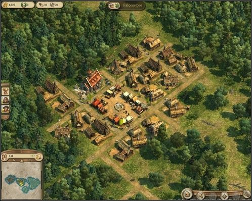 Nasza osada (teren zabudowany) zaraz na początku misji. - Rozdział II - Pod znakiem Krzyża (cz.1) | Kampania Anno 1404 - Anno 1404 - poradnik do gry