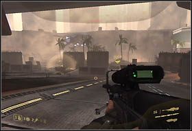 Koło czołgu znajdziesz schody na pobliski balkonik - Kizingo Boulevard | Opis przejścia | Halo 3 ODST - Halo 3: ODST - poradnik do gry