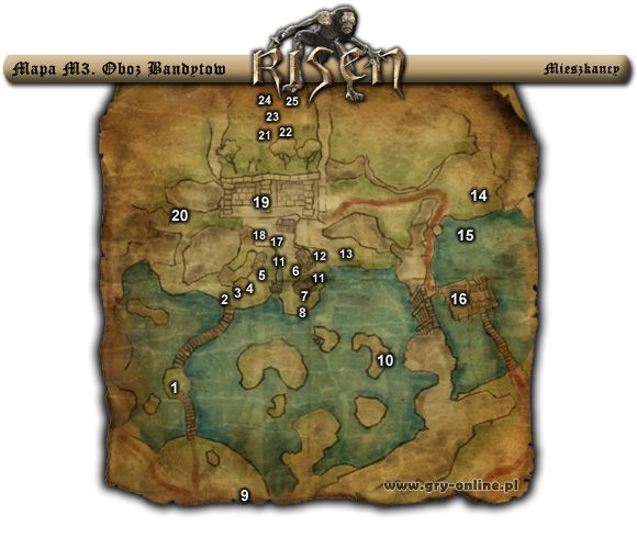 1 - (Mapa M3) Obóz Bandytów - mieszkańcy | Rozdział 1 | Solucja Risen - Risen - poradnik do gry