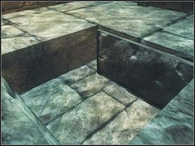 Przeskakujemy nad pułapką z kolcami, dobywamy broni (zaklęcia) i spadamy w dół przez zapadającą się podłogę - Wyspa Faranga (1) | Rozdział 3 | Solucja Risen - Risen - poradnik do gry