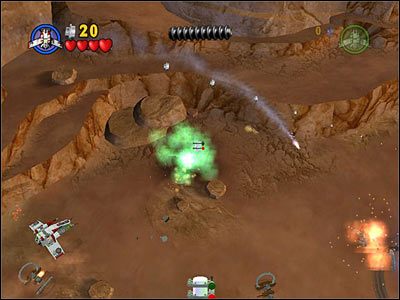 W drugiej części etapu musisz udaremnić wielkiemu, kulistemu okrętowi kosmicznemu start - Chapter 5 - Gunship Cavalry - Story Mode - Episode 2 - LEGO Star Wars: The Complete Saga - poradnik do gry