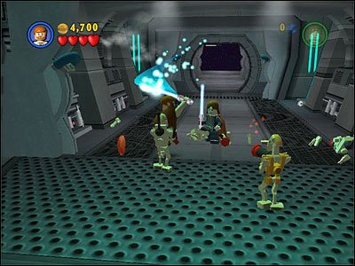 Podążaj kolejnymi korytarzami, walcząc z grupami battle droidów - Chapter 2 - Chancellor in Peril - Story Mode - Episode 3 - LEGO Star Wars: The Complete Saga - poradnik do gry