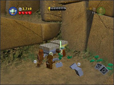 Użyj Mocy na dwóch roślinkach po lewej, by stworzyć platformy dla Wookiech - Chapter 4 - Defense of Kashyyyk - Story Mode - Episode 3 - LEGO Star Wars: The Complete Saga - poradnik do gry