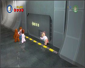 Uruchom dźwignię na prawo od wejścia, by uruchomić pęd powietrza z dołu - Chapter 5 - Death Star Escape - Story Mode - Episode 4 - LEGO Star Wars: The Complete Saga - poradnik do gry