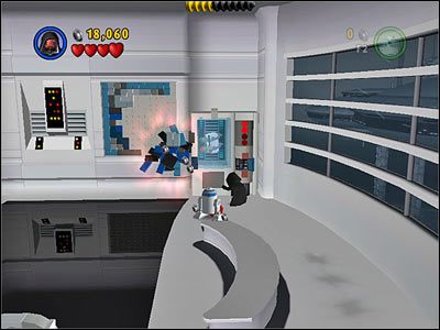 W pokoju Jango Fetta czterokrotnie użyj Mocy na dźwigni na prawo od widocznego przez szybę kanistra, a następnie ułóż mozaikę - Chapter 2 - Discovery on Kamino - Free Play - Episode 2 - LEGO Star Wars: The Complete Saga - poradnik do gry