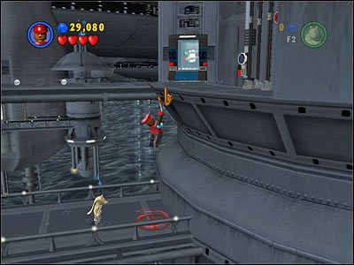 Skorzystaj z haka w miejscu widocznym na screenie powyżej - Chapter 2 - Discovery on Kamino - Free Play - Episode 2 - LEGO Star Wars: The Complete Saga - poradnik do gry