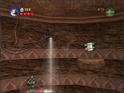 Użyj Jar-Jara do wykonania kilku wysokich skoków po obu stronach dużego pomieszczenia z manualnie wysuwanymi platformami - Chapter 6 - Count Dooku - Free Play - Episode 2 - LEGO Star Wars: The Complete Saga - poradnik do gry