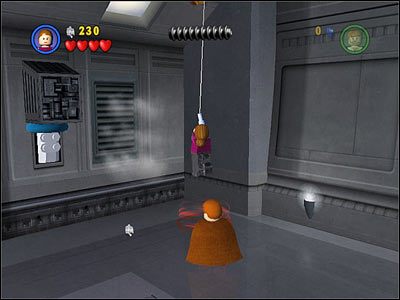 Użyj haka w sali, w której zaczynasz misję i podejdź kawałek w lewo - Chapter 2 - Chancellor in Peril - Free Play - Episode 3 - LEGO Star Wars: The Complete Saga - poradnik do gry