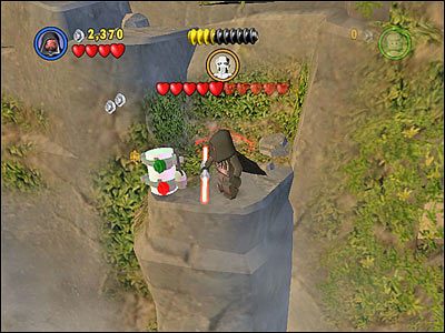 Półka skalna, która widzicie na screenie jest kawałek na prawo od punktu pokazanego przy okazji kanistra #7 - Chapter 3 - General Grevious - Free Play - Episode 3 - LEGO Star Wars: The Complete Saga - poradnik do gry