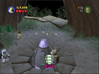 Gdy pod koniec etapu z ziemi wysunie się kapsuła, nie używaj na niej Mocy, tylko wskocz na nią Jar-Jarem - Chapter 4 - Defense of Kashyyyk - Free Play - Episode 3 - LEGO Star Wars: The Complete Saga - poradnik do gry