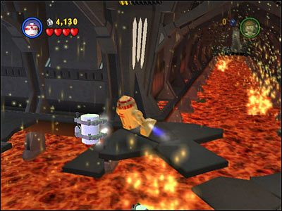 Pierwszy kanister jest w korytarzu, w którym zaczynasz poziom, po lewej stronie - Chapter 6 - Darth Vader - Free Play - Episode 3 - LEGO Star Wars: The Complete Saga - poradnik do gry