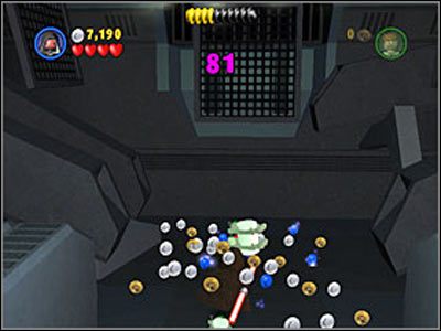 Wszystkie te kanistry umieszczone są bardzo blisko siebie, w sali w której mamy ograniczoną ilość czasu - Chapter 6 - Darth Vader - Free Play - Episode 3 - LEGO Star Wars: The Complete Saga - poradnik do gry