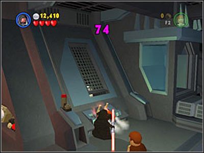Czwarty znajduje za kratką, którą otworzymy używając Mocy na widocznych na screenie dźwigniach - Chapter 6 - Darth Vader - Free Play - Episode 3 - LEGO Star Wars: The Complete Saga - poradnik do gry
