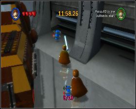 Ostatni kanister na tym poziomie znajdziesz za transportowcem, po wejściu do którego kończy się misja - Chapter 1 - Negotiations - Challenges - Episode 1 - LEGO Star Wars: The Complete Saga - poradnik do gry