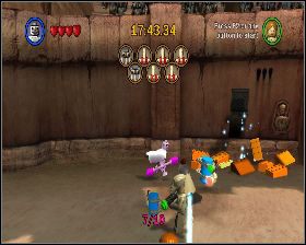 Przy rozrzuconych klockach, na prawo od słupa z Obi Wanem - Chapter 4 - Jedi Battle - Challenges - Episode 2 - LEGO Star Wars: The Complete Saga - poradnik do gry