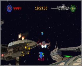 Po przeleceniu przez krążowniki, na samym środku przestrzeni - Chapter 1 - Battle Over Coursant - Challenges - Episode 3 - LEGO Star Wars: The Complete Saga - poradnik do gry