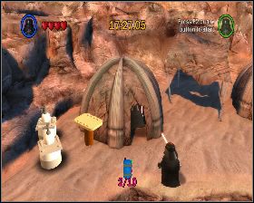 Wejdź na szczyt wioski i skieruj się do chatki z lewej - Chapter 2 - Through the Jundland Wastes - Challenges - Episode 4 - LEGO Star Wars: The Complete Saga - poradnik do gry