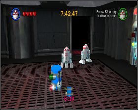 Wejdź do lewej windy z kamerą i skorzystaj z panelu - Chapter 4 - Rescue The Princess - Challenges - Episode 4 - LEGO Star Wars: The Complete Saga - poradnik do gry