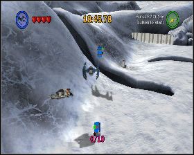 Przeleć za pierwszą bramę TIE, kanister jest za jedną z dziur - Chapter 1 - Hoth Battle - Challenges - Episode 5 - LEGO Star Wars: The Complete Saga - poradnik do gry