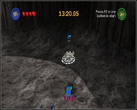 We wnętrzu asteroidy, na prawo od dziury, w którą wlatujesz, aby zdobyć torpedy - Chapter 3 - Falcon Flight - Challenges - Episode 5 - LEGO Star Wars: The Complete Saga - poradnik do gry