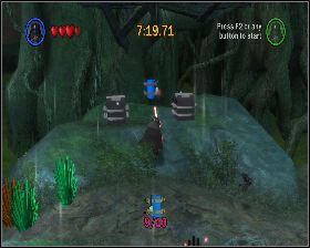 W ostatniej lokacji po przejściu przez bagno skieruj się w stronę kamienia z lewej - Chapter 4 - Dagobah - Challenges - Episode 5 - LEGO Star Wars: The Complete Saga - poradnik do gry